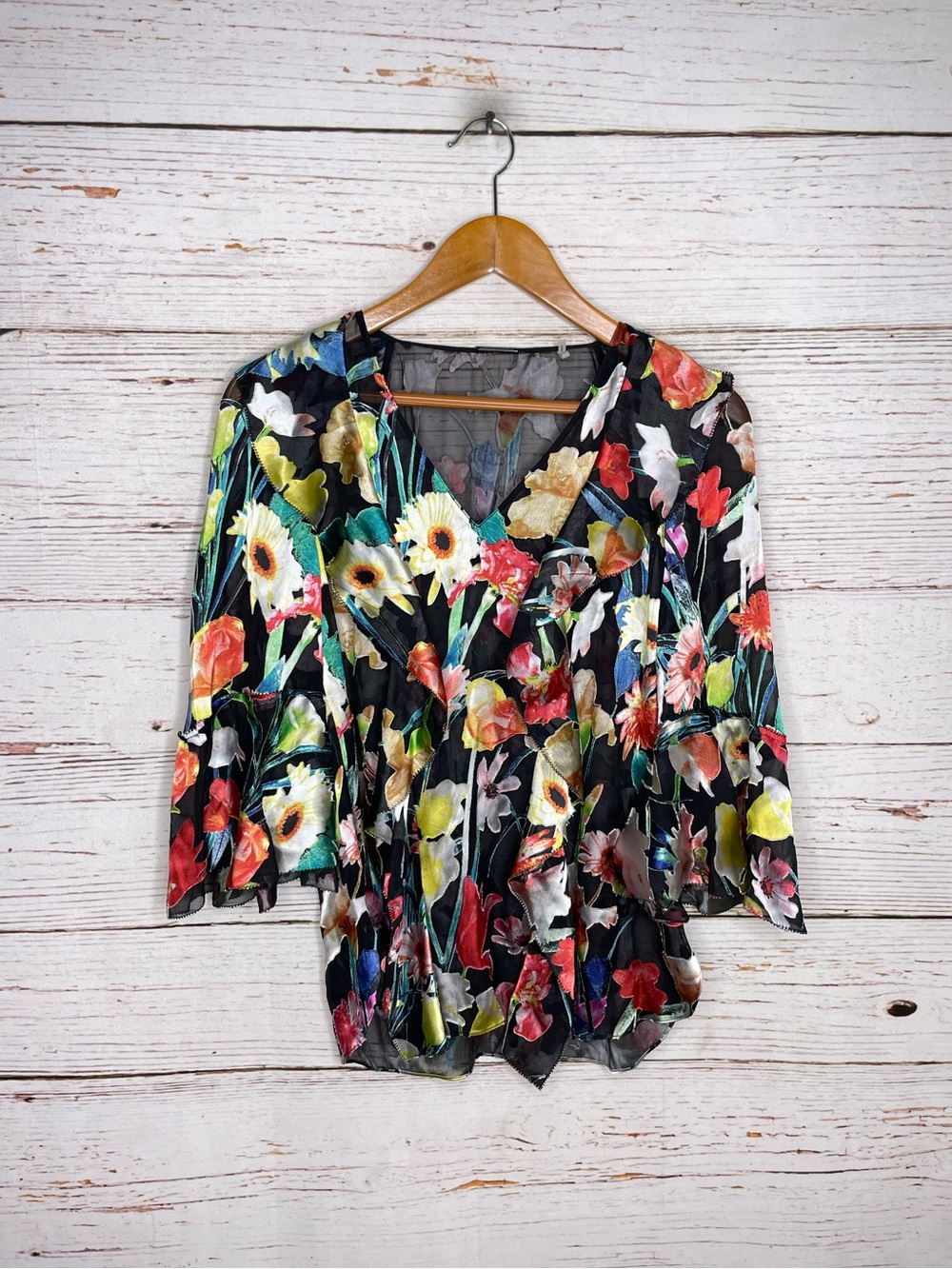 Elie Tahari silk blend faith floral blouse